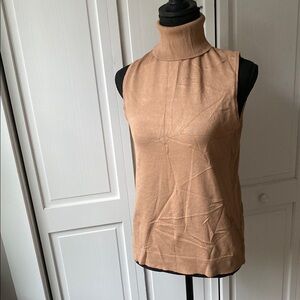 Anne Klein Tan Ribbed Sleeveless Sweater Tank
